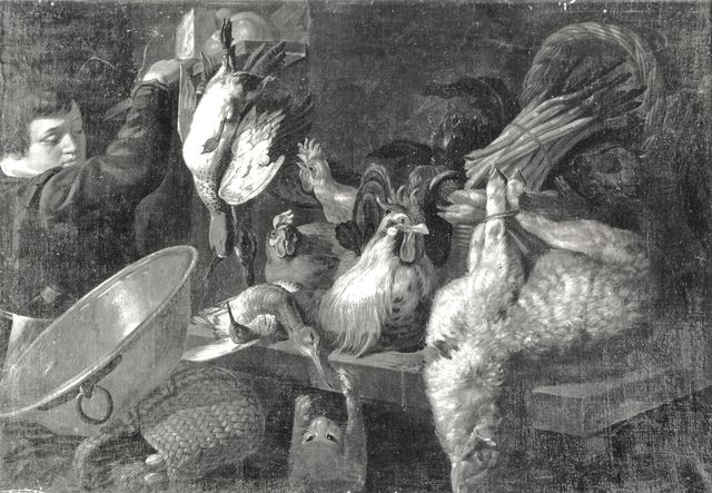 Danvers, Alain — Legi Giacomo - sec. XVII - Ragazzo con selvaggina, pollame, agnello, asparagi e gatto — insieme